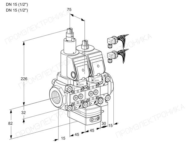 Kromschroder VCD 1E15R/15R05LD-100VWSR8/PPPP/PPPP — двойной электромагнитный газовый клапан — 88105150