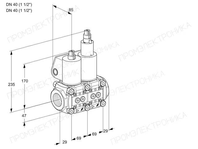 Kromschroder VCS 2E40R/40R05NLWL/PPPP/PPPP — двойной электромагнитный газовый клапан — 88106744