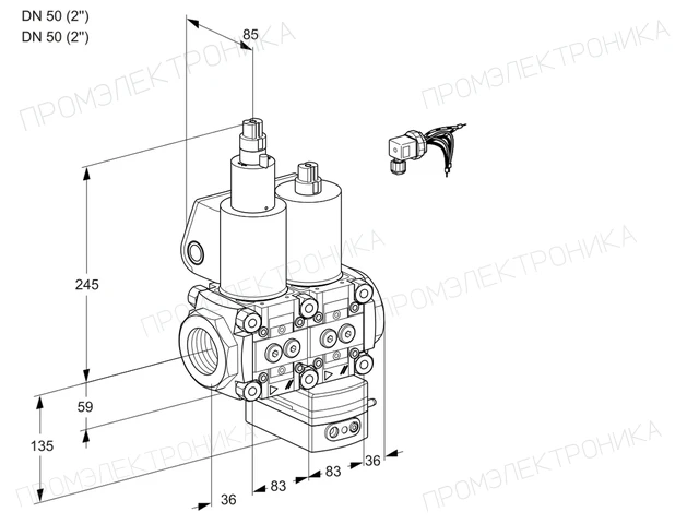 Kromschroder VCG 3E50R/50R05LGEWL/PPPP/PPPP — двойной электромагнитный газовый клапан — 88105139