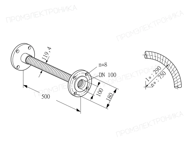 Kromschroder ES 100F500 — гибкое соединение трубопровода — 03263091
