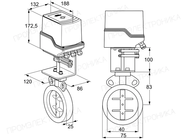Kromschroder IDR 40Z03D100AS/50-60W30E — дисковая поворотная заслонка — 88303453