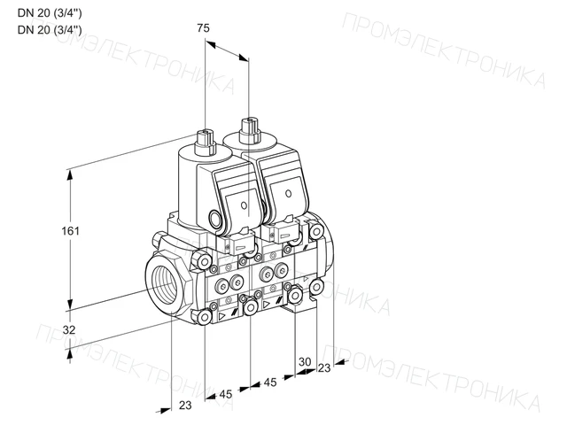 Kromschroder VCS 1T20N/20N05NNVQSR/PPPP/PPPP — двойной электромагнитный газовый клапан — 88103684