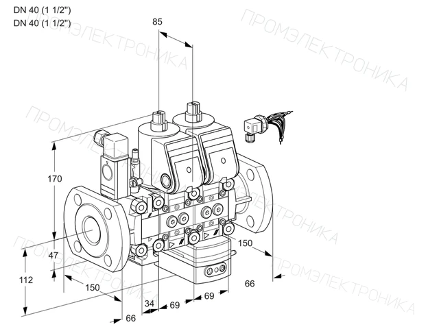 Kromschroder VCD 2E40F/40F05F2ND-50WR/PPPP/PPPP — двойной электромагнитный газовый клапан — 88104948