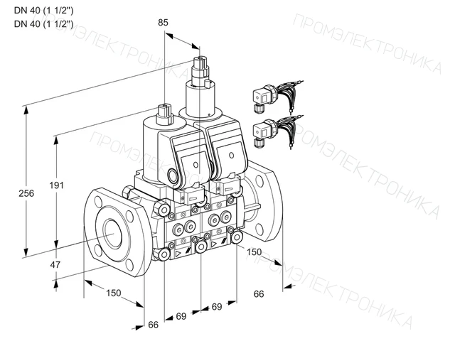 Kromschroder VCS 2E40F/40F05NLWGR8/PPPP/PPPP — двойной электромагнитный газовый клапан — 88105016