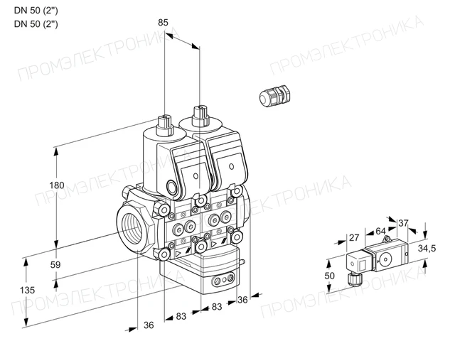 Kromschroder VCD 3E50R/50R05ND-25WR/2-PP/PPPP — двойной электромагнитный газовый клапан — 88107077