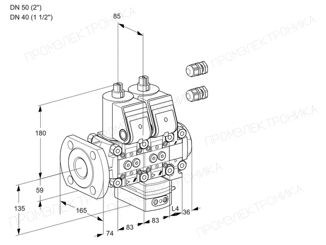 Kromschroder VCG 3E50F/40R05NGEVWR3/PPPP/PPPP — двойной электромагнитный газовый клапан — 88106268