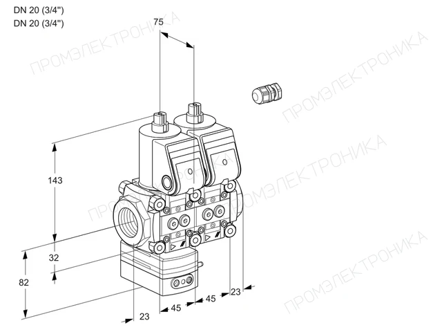 Kromschroder VCG 1E20R/20R05GNNWR/PPPP/PPPP — двойной электромагнитный газовый клапан — 88103373