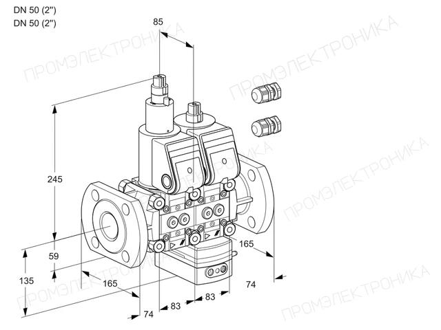 Kromschroder VCG 3E50F/50F05LGEWR3/PPPP/PPPP — двойной электромагнитный газовый клапан — 88106666
