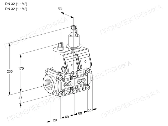 Kromschroder VCS 2T32N/32N05NLQR/PPPP/PPPP — двойной электромагнитный газовый клапан — 88106494