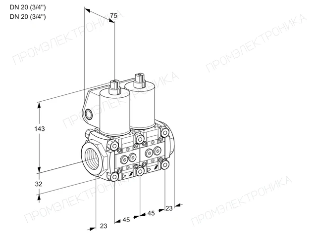Kromschroder VCS 1T20N/20N05NNQL/PPPP/MMMM — двойной электромагнитный газовый клапан — 88106368