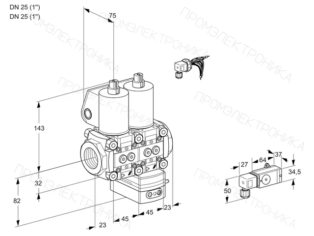 Kromschroder VCG 1E25R/25R05NGEWL/PPPP/3-PP — двойной электромагнитный газовый клапан — 88104931