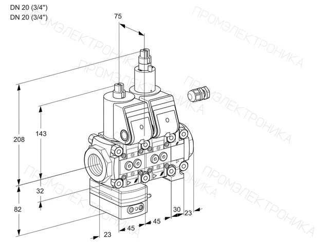 Kromschroder VCD 1E20R/20R05D-25LVWR/PPPP/PPPP — двойной электромагнитный газовый клапан — 88106894