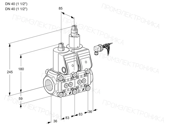 Kromschroder VCS 3E40R/40R05NLWR3/PPPP/PPPP — двойной электромагнитный газовый клапан — 88104224