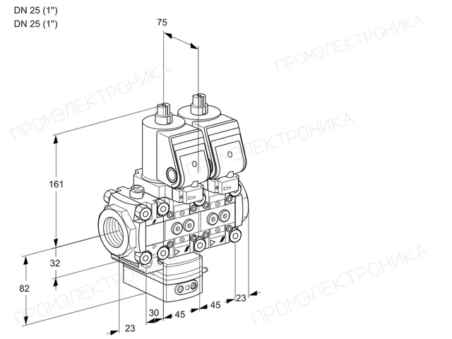 Kromschroder VCD 1T25N/25N05FD-100NQGR/PPPP/PPPP — двойной электромагнитный газовый клапан — 88100541