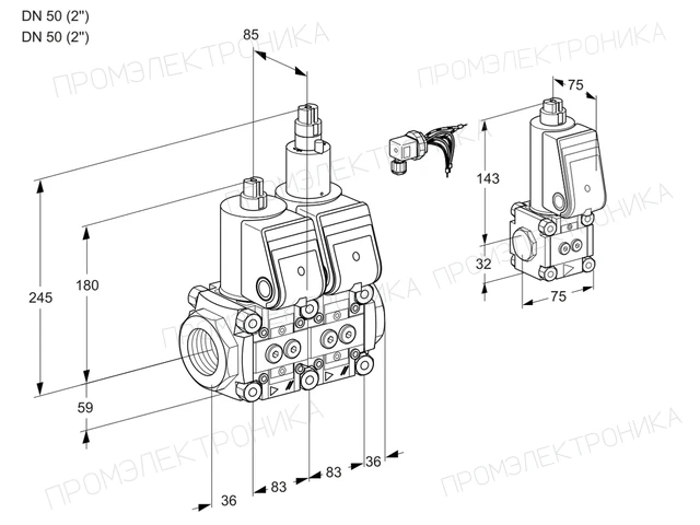 Kromschroder VCS 3E50R/50R05NLWR/PPPP/PPZS — двойной электромагнитный газовый клапан — 88102841