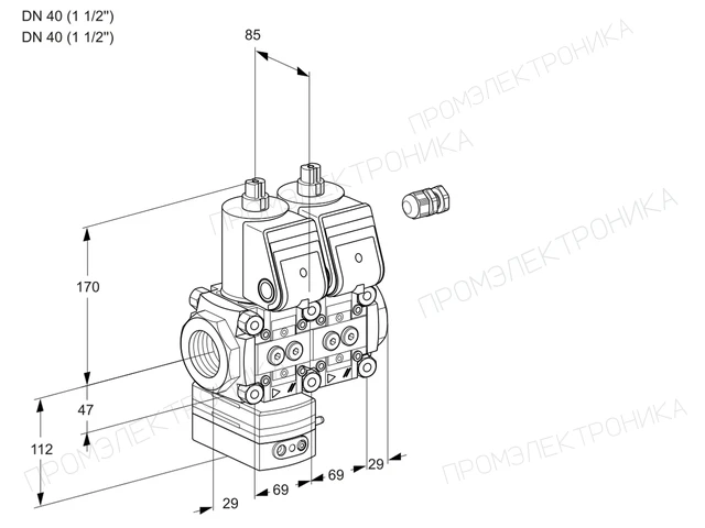 Kromschroder VCD 2E40R/40R05D-25NWR/PPPP/PPPP — двойной электромагнитный газовый клапан — 88105596