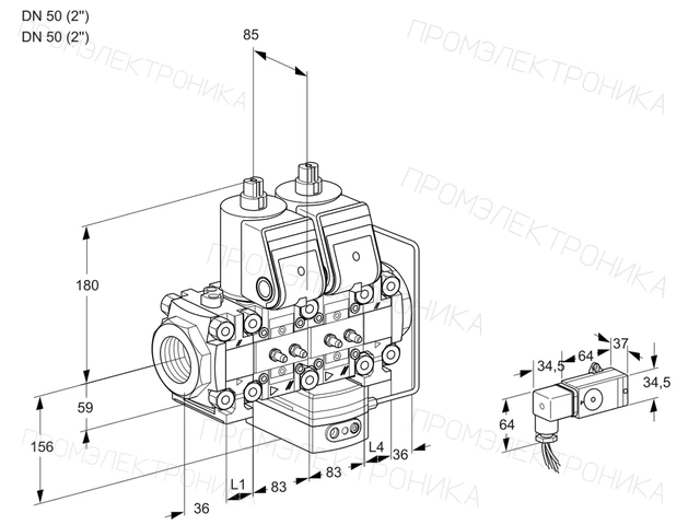 Kromschroder VCH 3T50N/50N05FNHAVQR/MMMM/PP-3 — двойной электромагнитный газовый клапан — 88106966