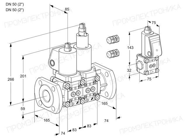 Kromschroder VCS 3E50F/50F05NLKGL3/PPZS/PPPP — двойной электромагнитный газовый клапан — 88100453