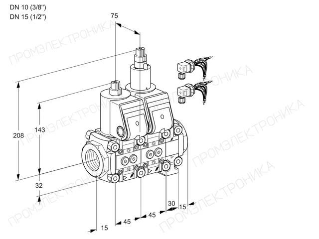 Kromschroder VCS 1E10R/15R05NLVQR6/PPPP/PPPP — двойной электромагнитный газовый клапан — 88105080