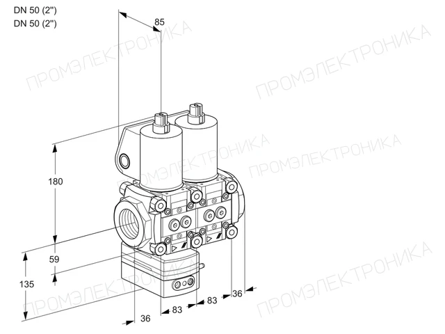 Kromschroder VCD 3E50R/50R05D-100NWL/PPPP/PPPP — двойной электромагнитный газовый клапан — 88102743
