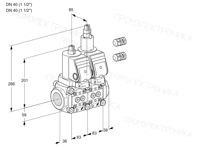 Kromschroder VCS 3E40R/40R05NLKGR3/PPPP/PPPP — двойной электромагнитный газовый клапан — 88106461