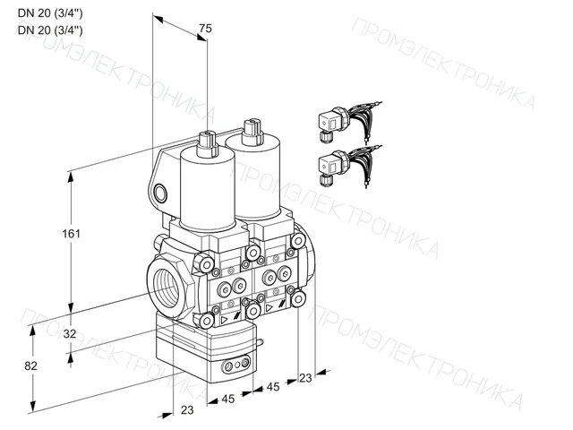 Kromschroder VCD 1E20R/20R05D-100NWSL8/PPPP/PPPP — двойной электромагнитный газовый клапан — 88106580
