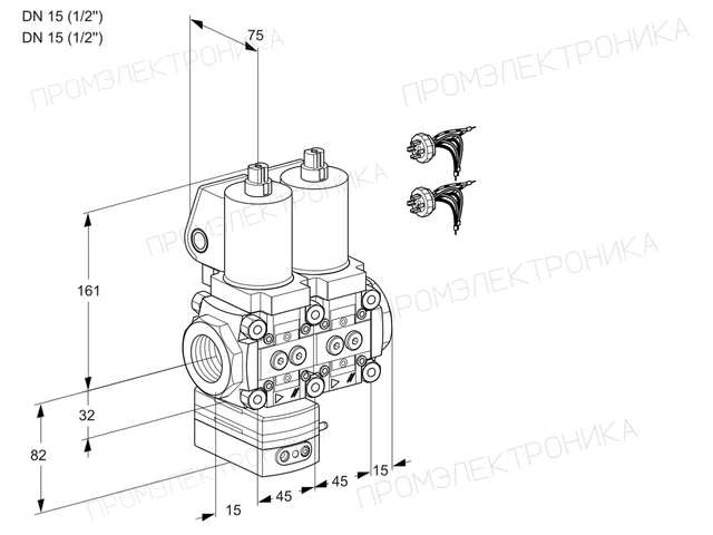 Kromschroder VCD 1E15R/15R05D-100NWSL7/PPPP/PPPP — двойной электромагнитный газовый клапан — 88103878