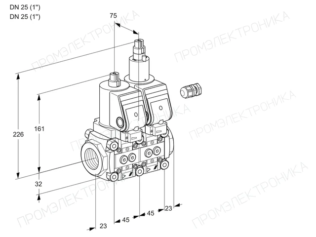 Kromschroder VCS 1E25R/25R05NLWGR3/PPPP/PPPP — двойной электромагнитный газовый клапан — 88105229