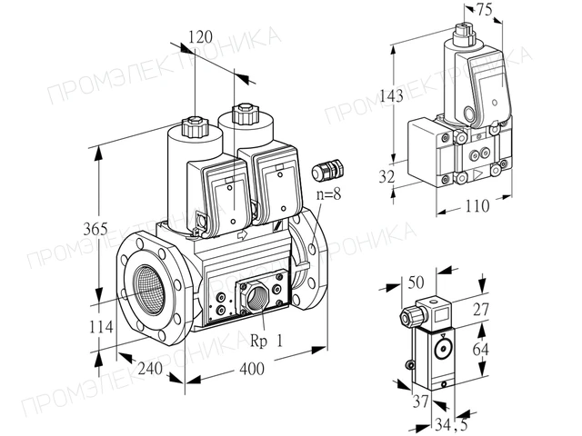 Kromschroder VCS 9125F05NNAR3E/PPEP/3-B- — двойной электромагнитный газовый клапан — 88202631