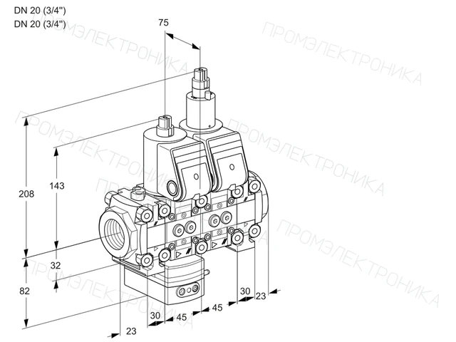 Kromschroder VCG 1E20R/20R05FGELVWR/PPPP/PPPP — двойной электромагнитный газовый клапан — 88102759