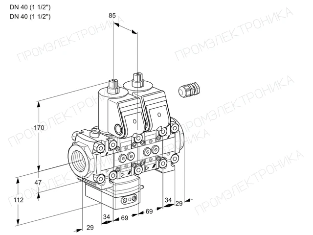 Kromschroder VCD 2E40R/40R05FD-100NVWR/PPPP/PPPP — двойной электромагнитный газовый клапан — 88103780