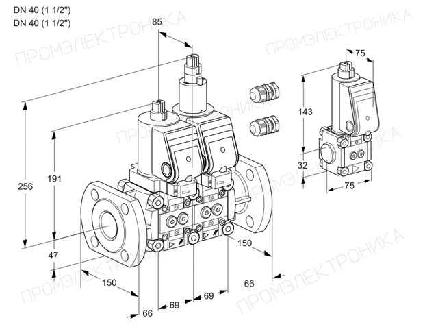 Kromschroder VCS 2E40F/40F05NLWGR3/PPPP/PPZS — двойной электромагнитный газовый клапан — 88100128