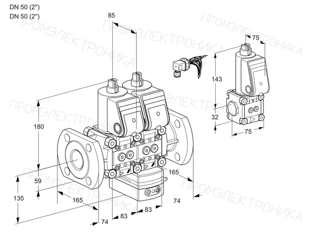 Kromschroder VCG 3E50F/50F05NGEWR/PPPP/PPZS — двойной электромагнитный газовый клапан — 88100826