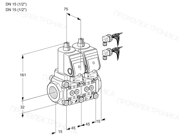 Kromschroder VCS 1E15R/15R05NNWSR8/PPPP/PPPP — двойной электромагнитный газовый клапан — 88103311
