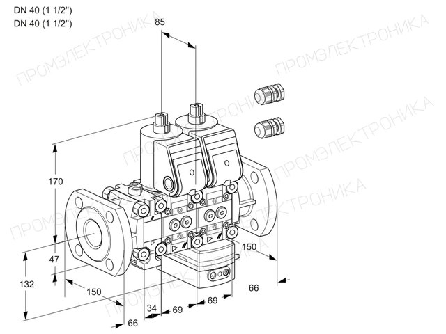 Kromschroder VCH 2E40F/40F05FNHEWR3/PPPP/PPPP — двойной электромагнитный газовый клапан — 88101284
