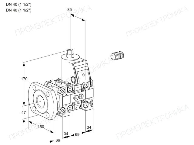 Kromschroder VAS 2E40F/40F05FNVWR/PP/PP — электромагнитный газовый клапан — 88102476