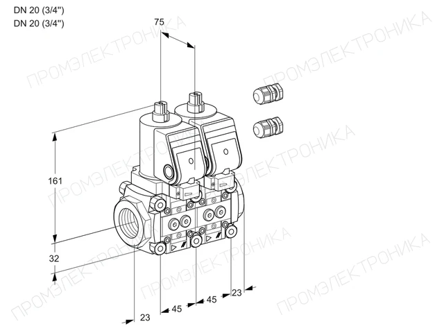 Kromschroder VCS 1E20R/20R05NNWSR3/PPPP/PPPP — двойной электромагнитный газовый клапан — 88102653