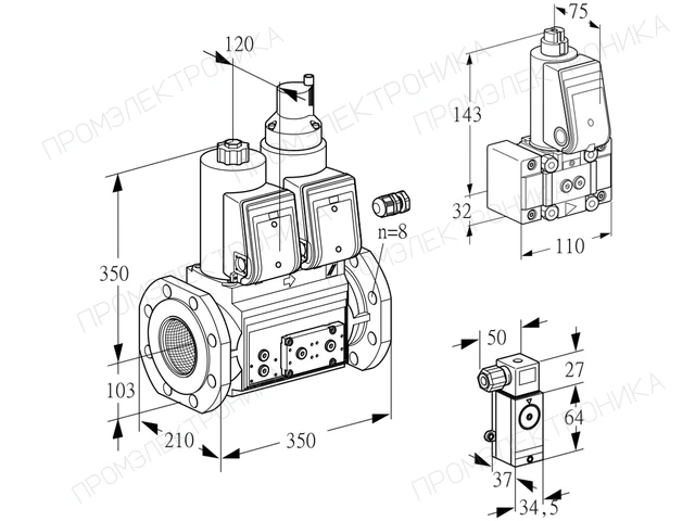 Kromschroder VCS 8100F05NLWR3E/PPPP/2-B- — двойной электромагнитный газовый клапан — 88204575