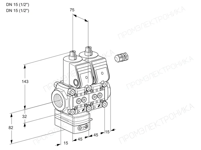 Kromschroder VCD 1E15R/15R05D-100NWR/PPPP/PPPP — двойной электромагнитный газовый клапан — 88101164