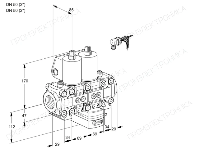 Kromschroder VCG 2E50R/50R05FNGEVWL/PPPP/PPPP — двойной электромагнитный газовый клапан — 88104361
