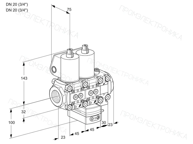 Kromschroder VCH 1T20N/20N05NHAVQL/PPPP/PPPP — двойной электромагнитный газовый клапан — 88107197