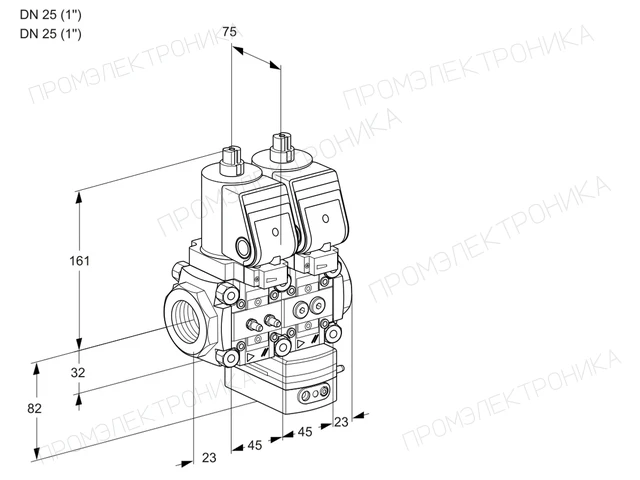 Kromschroder VCG 1T25N/25N05NGKQSR/MMPP/PPPP — двойной электромагнитный газовый клапан — 88103694