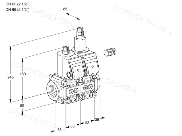 Kromschroder VCS 3E65R/65R05NLWR/PPPP/PPPP — двойной электромагнитный газовый клапан — 88103075