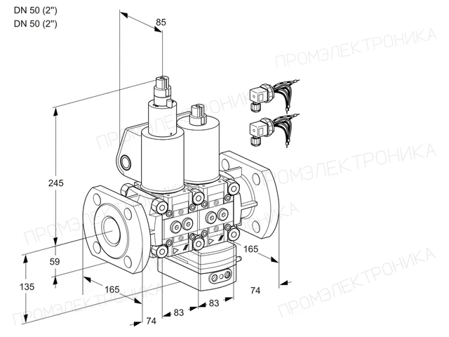 Kromschroder VCG 3E50F/50F05LGEWL6/PPPP/PPPP — двойной электромагнитный газовый клапан — 88105158