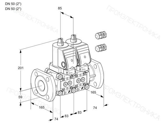 Kromschroder VCS 3E50F/50F05NNWSR3/PPPP/PPPP — двойной электромагнитный газовый клапан — 88101034