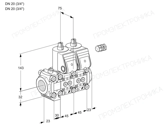 Kromschroder VCS 1E20R/20R05FNNWR/PPPP/PPPP — двойной электромагнитный газовый клапан — 88101224