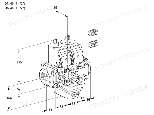 Kromschroder VCH 3E40R/40R05NHEVWR3/PPPP/PPPP — двойной электромагнитный газовый клапан — 88106130