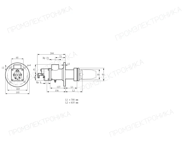 Kromschroder BIC 65HB-700/835-(34A)E — промышленная газовая горелка — 84199153