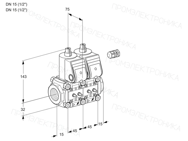 Kromschroder VCS 1E15R/15R05NNWR/MMMM/PPPP — двойной электромагнитный газовый клапан — 88104112