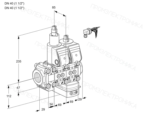 Kromschroder VCD 2E40R/40R05FLD-25WR/PPPP/PPPP — двойной электромагнитный газовый клапан — 88100710